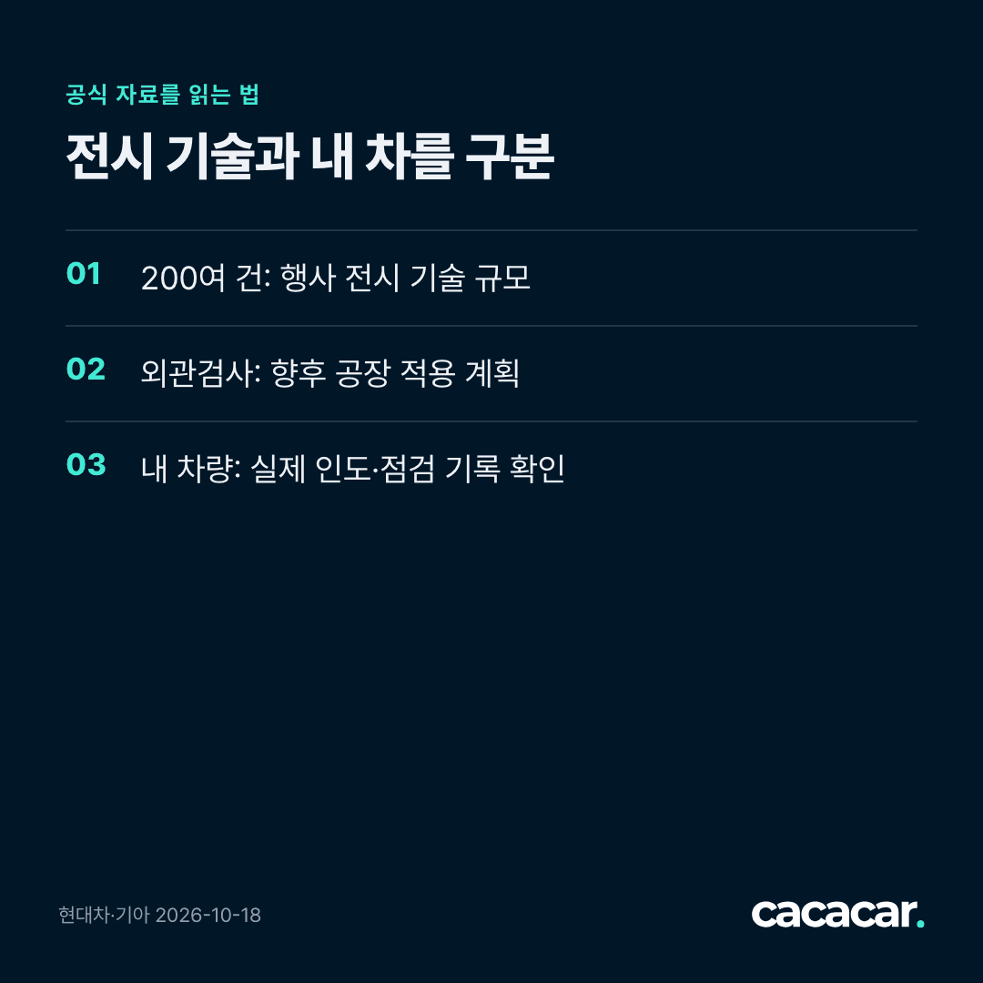 전시 기술과 내 차를 구분