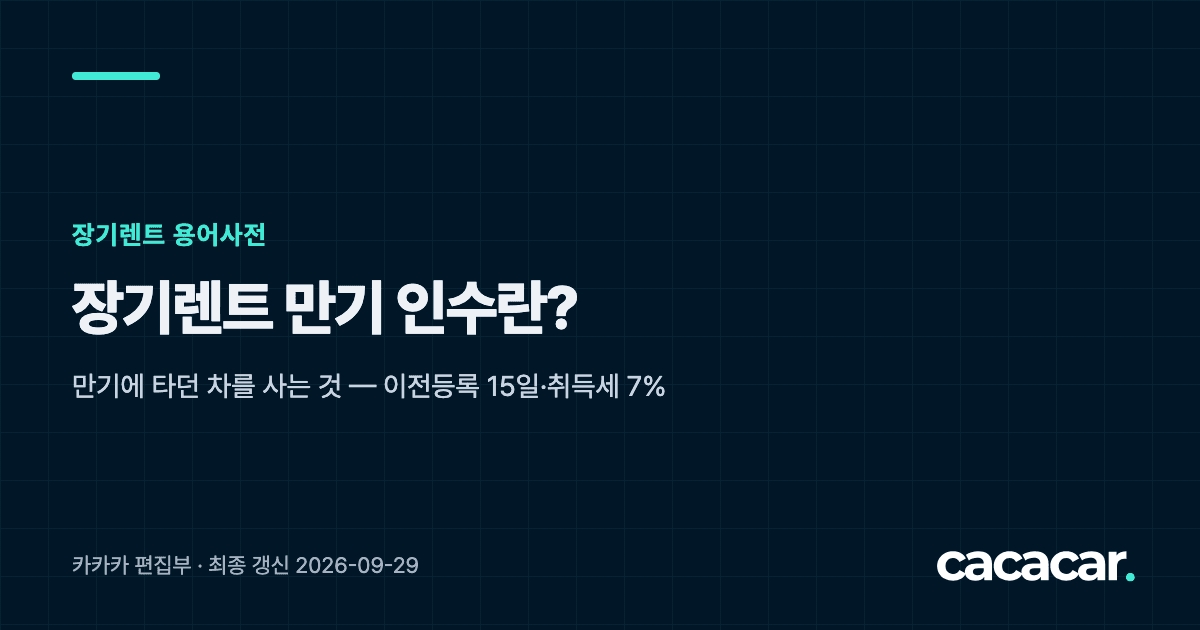 장기렌트 용어사전 카드 — 만기 인수란?