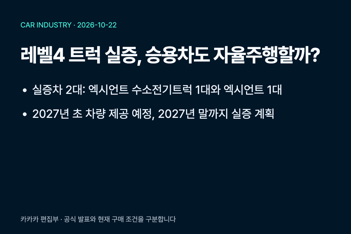 레벨4 트럭 실증, 승용차도 자율주행할까? 핵심 구분