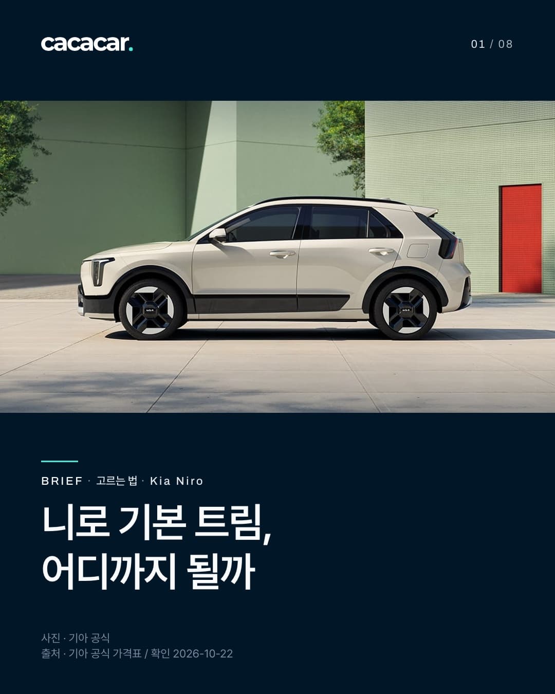 Kia Niro 공식 사진. 니로 기본 트림, 어디까지 될까 · 사진 속 장비는 해당 트림 기본 여부와 다를 수 있음.